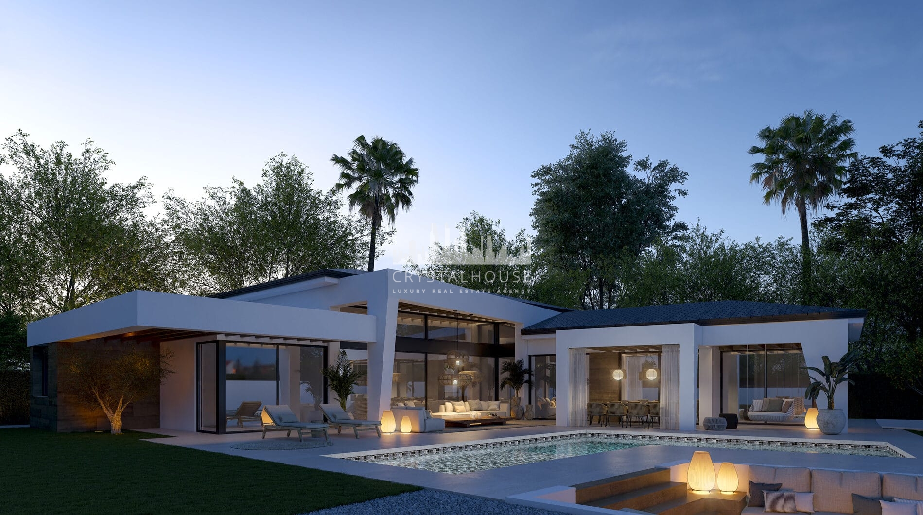 Three unique villas built on one level
