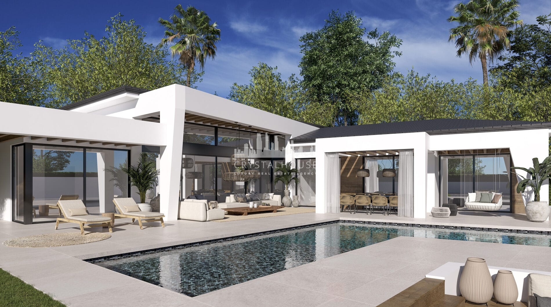 Three unique villas built on one level
