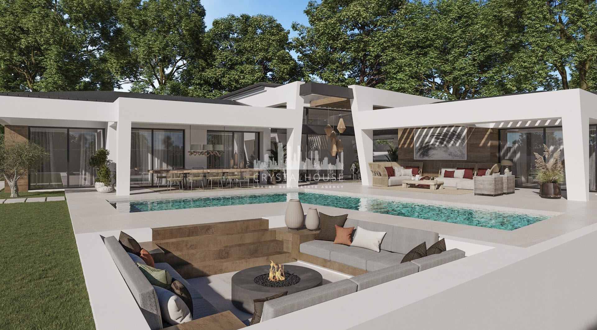 Three unique villas built on one level