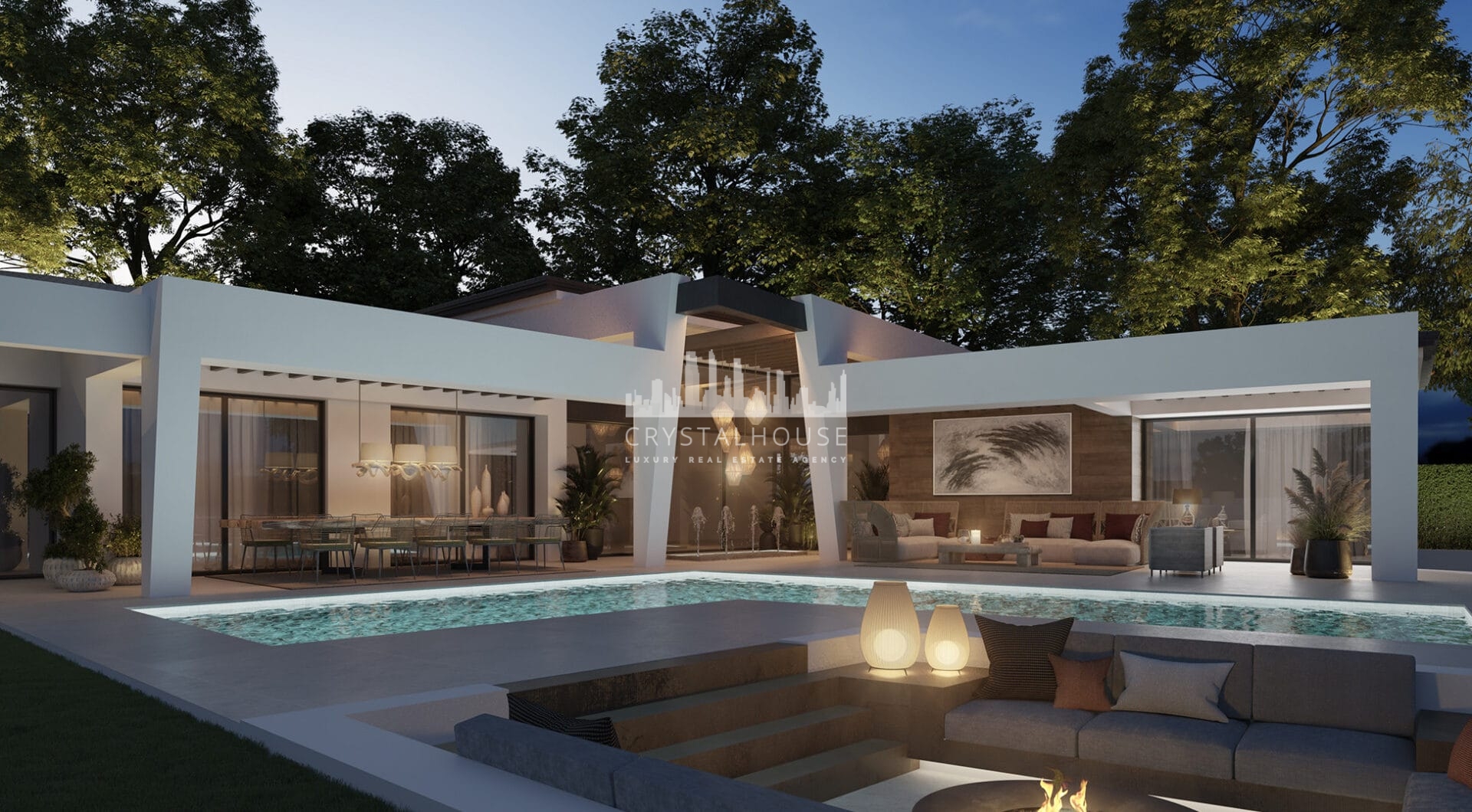 Three unique villas built on one level