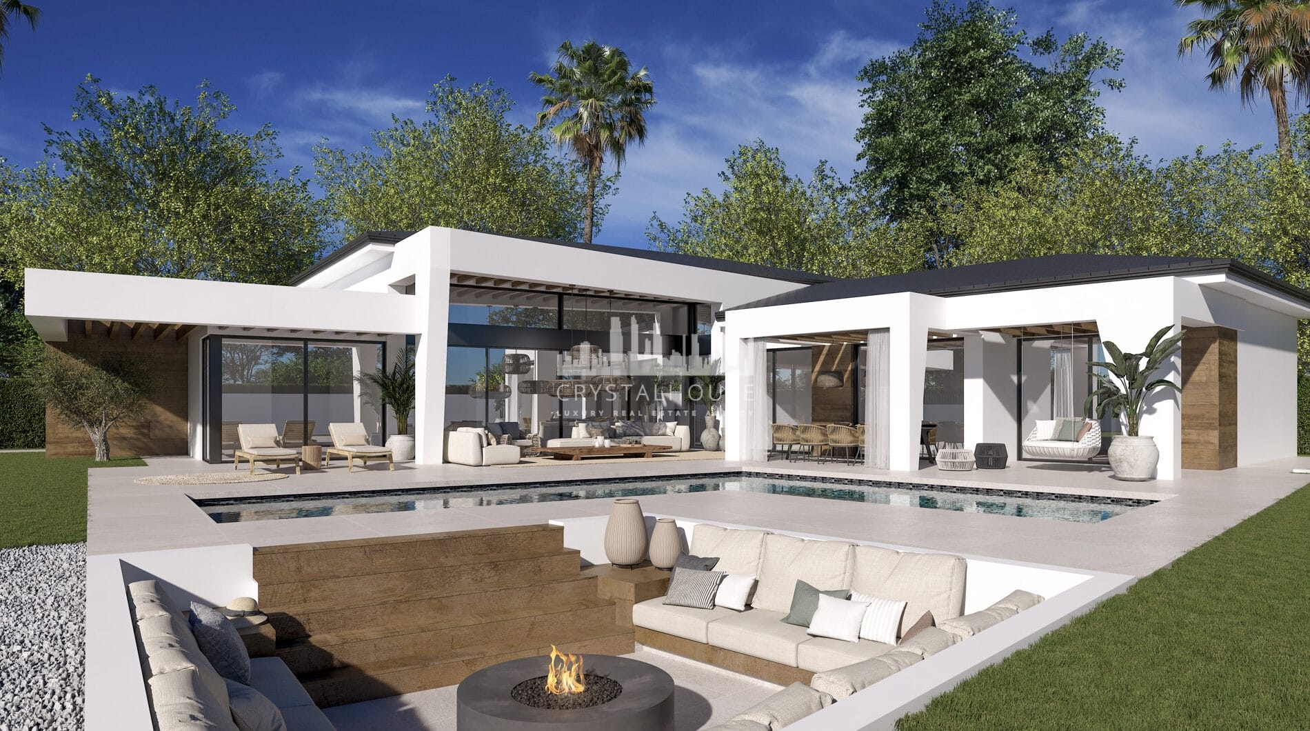 Three unique villas built on one level