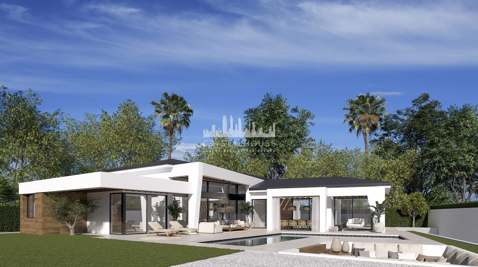 Three unique villas built on one level