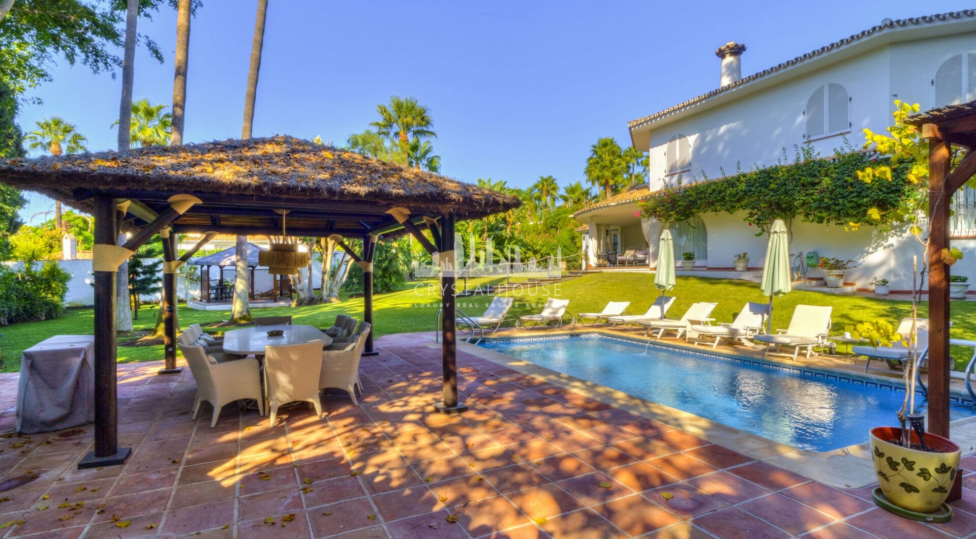 Wonderful six bedroom, south facing villa in the residential area Rocio de Nagueles, Marbella with guest apartment