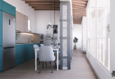 Luxury middle floor apartment in historic building with privat roof terraces on a quiet street in the historical quarters of Malaga City