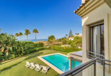 Immaculate five bedroom, south facing beachfront villa located in El Rosario, Marbella East with incredible sea views