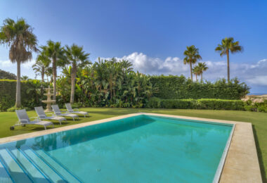 Immaculate five bedroom, south facing beachfront villa located in El Rosario, Marbella East with incredible sea views