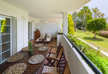 Stunning two bedroom south west facing elevated ground floor apartment in the heart of Marbella's Golden Mile