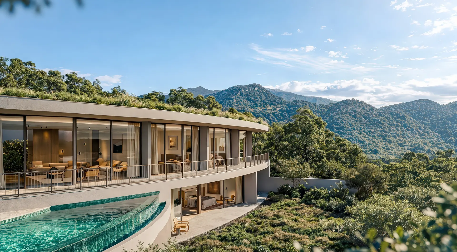 Contemporary curved villa with expansive floor-to-ceiling glass windows and a green roof, set on a mountainside surrounded by lush forest. A semi-circular infinity pool extends from the terrace, overlooking rolling hills and scenic mountain views under a clear blue sky. jak wyżej Title: Modern Coastal Villa – Contemporary Home with Infinity Pool and Panoramic Views Alt text: Modern curved villa with large floor-to-ceiling glass windows and a green roof, set on a hillside overlooking the ocean and rolling mountains. A sleek infinity pool wraps around the terrace, furnished with sun loungers and outdoor seating, surrounded by lush greenery under a clear blue sky. yak wyżej Title: Modern Hillside Villa – Luxury Retreat with Panoramic Mountain and Sea Views Alt text: Contemporary curved villa with a green roof and expansive glass walls, nestled on a lush mountainside. The home overlooks rolling green hills, a winding road, and distant ocean views under a clear blue sky, creating a secluded luxury retreat in nature. Dodaj frazę kluczową lub synonimy do tagów alt odpowiednich obrazów! Oczywiście 🙂 Poniżej alt tagi wzbogacone o frazy kluczowe i ich naturalne synonimy (np. modern villa, luxury villa, contemporary house, infinity pool, hillside home, coastal residence), dopasowane do każdego obrazu. 1️⃣ Obraz 1 – willa na wzgórzu z basenem panoramicznym Alt text: Modern villa with infinity pool – luxury contemporary house with floor-to-ceiling glass walls and green roof, located on a hillside surrounded by trees. Curved panoramic pool and spacious terrace with sun loungers overlooking natural landscape. 2️⃣ Obraz 2 – willa z widokiem na ocean Alt text: Modern cliffside villa with infinity pool – luxury coastal residence featuring curved architecture, glass façade and green roof. Contemporary hillside home overlooking the ocean with panoramic sea views and terrace lounge area. 3️⃣ Obraz 3 – willa wśród gór i lasu Alt text: Contemporary hillside villa with infinity pool – modern luxury house with curved design and full-height glass windows. Spacious terrace and outdoor lounge overlooking forested mountains and scenic natural landscape. 4️⃣ Obraz 4 – willa górska z półkolistym basenem Alt text: Modern mountain villa with infinity pool – luxury contemporary residence with panoramic glazing and green roof. Curved architectural design set on a mountainside with expansive forest and valley views. 5️⃣ Obraz 5 – willa z widokiem na góry i morze Alt text: Luxury modern villa with infinity pool – contemporary coastal home with curved terrace and glass walls. Hillside residence overlooking mountains and ocean, surrounded by lush greenery and natural scenery. 6️⃣ Obraz 6 – panorama z lotu ptaka Alt text: Modern hillside villa with panoramic views – luxury contemporary house with infinity pool and green roof, nestled in mountain landscape. Coastal retreat overlooking winding road, rolling hills and distant sea horizon. Jeśli chcesz, mogę też: zoptymalizować je bardziej pod SEO (np. pod konkretną frazę główną), skrócić je do idealnej długości pod WCAG (125 znaków), przygotować wersję pod marketplace (np. stock, real estate, archviz). napisz Title: Modern Cliffside Villa – Luxury Coastal Residence with Infinity Pool Alt text: Modern cliffside villa with infinity pool – luxury contemporary coastal home featuring curved architecture, floor-to-ceiling glass walls and green roof. Hillside residence overlooking the ocean and rolling mountains with panoramic sea views and terrace lounge area.