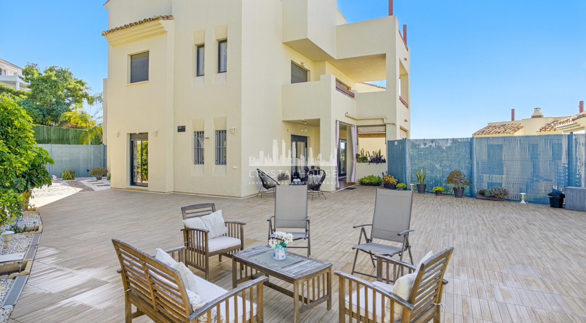 Spacious three bedroom, south west facing apartment in the gated community Ribera Luar, Estepona with large private garden