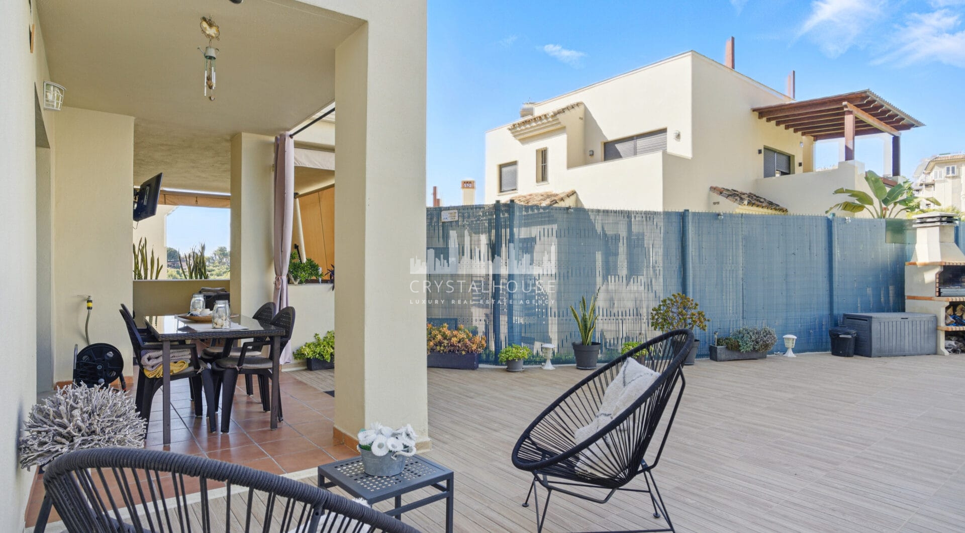 Spacious three bedroom, south west facing apartment in the gated community Ribera Luar, Estepona with large private garden