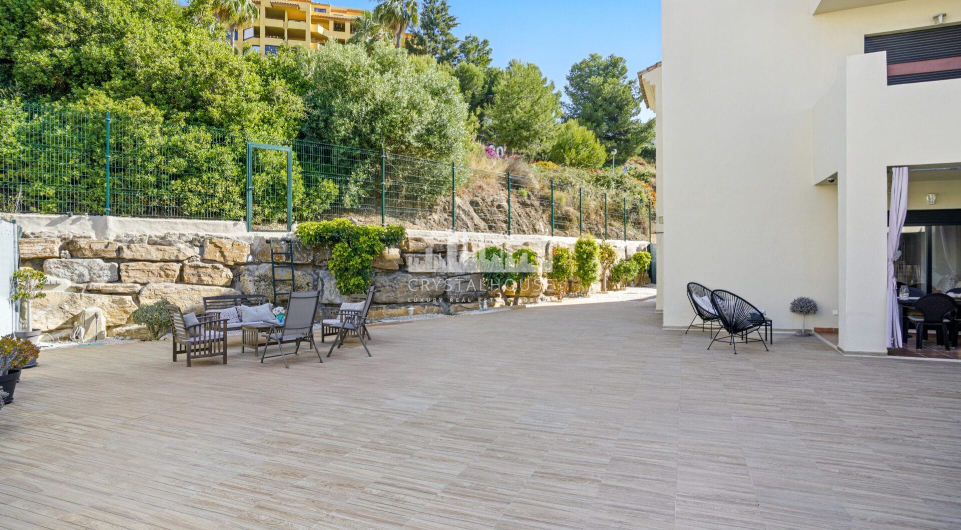 Spacious three bedroom, south west facing apartment in the gated community Ribera Luar, Estepona with large private garden