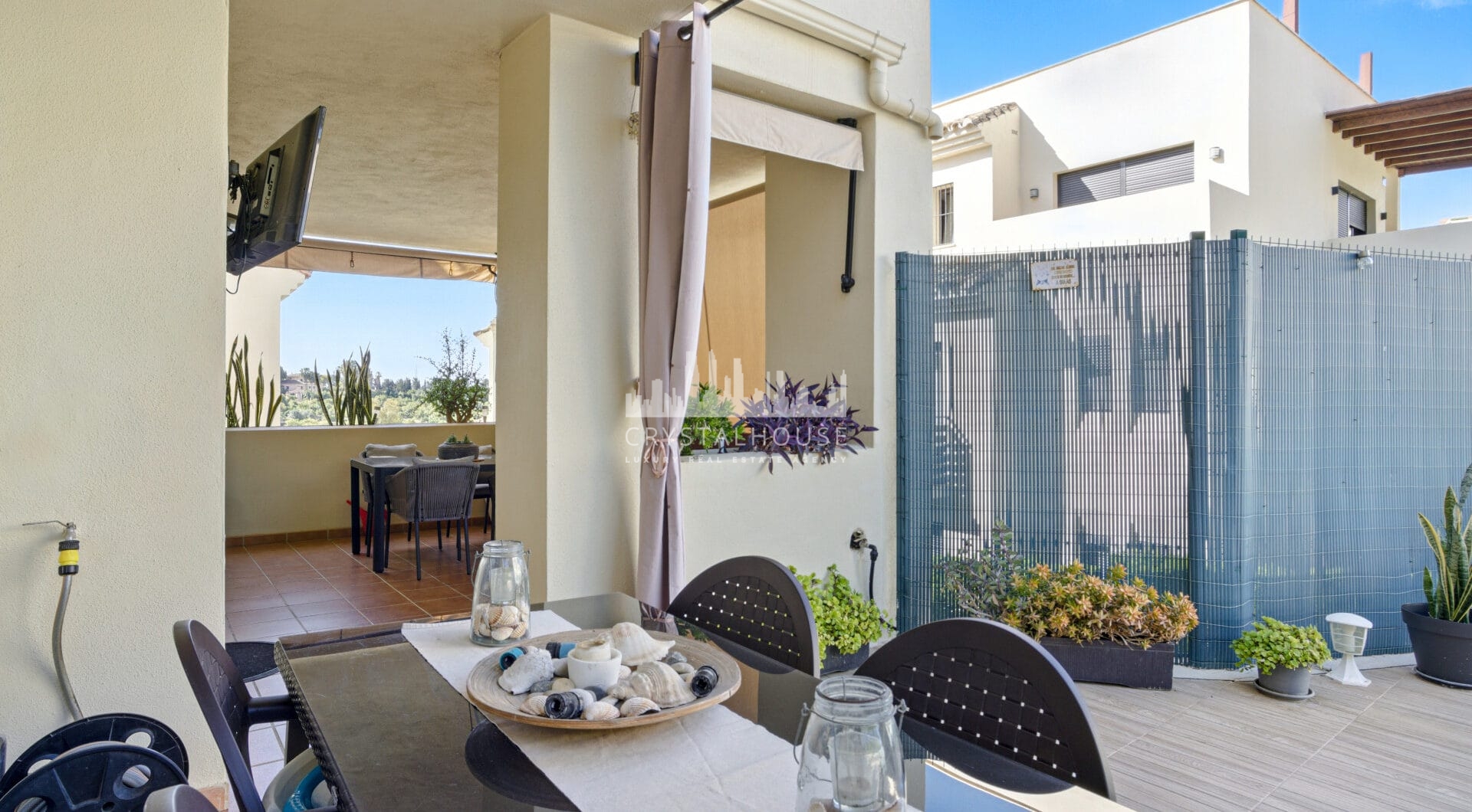 Spacious three bedroom, south west facing apartment in the gated community Ribera Luar, Estepona with large private garden
