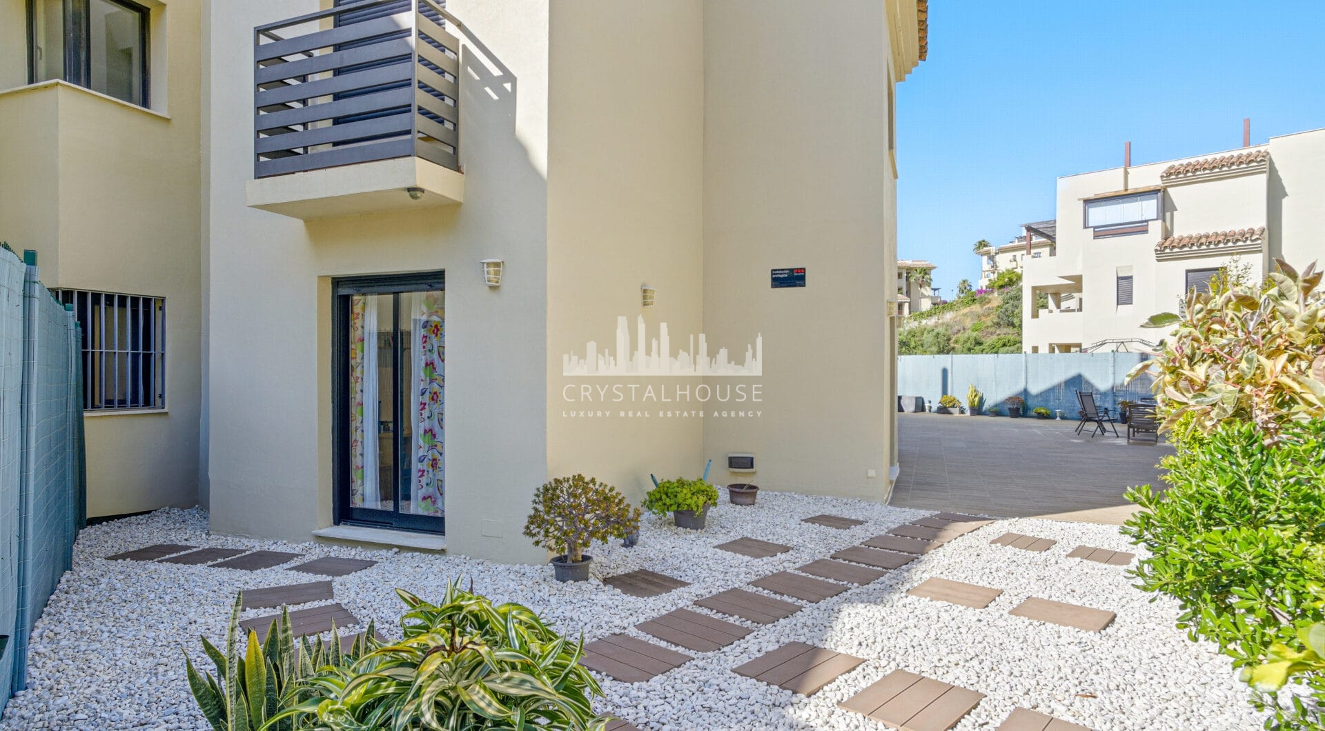 Spacious three bedroom, south west facing apartment in the gated community Ribera Luar, Estepona with large private garden