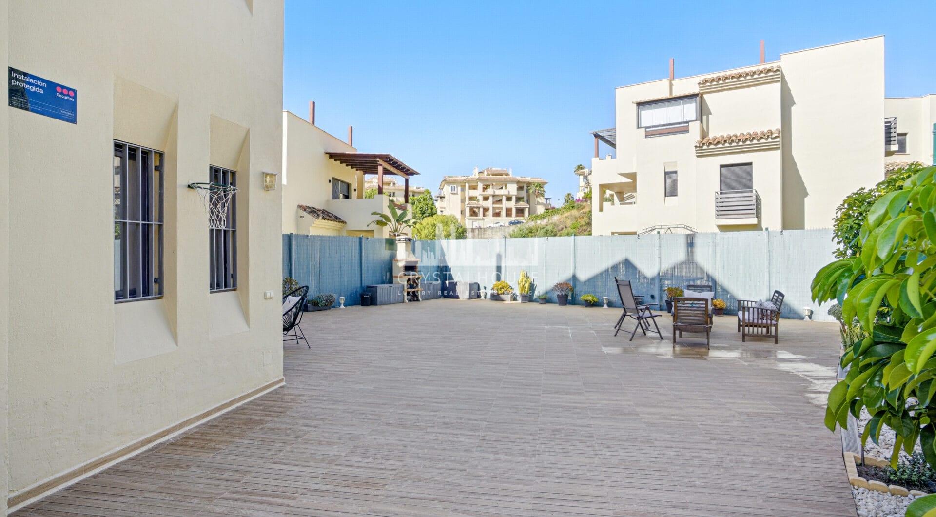 Spacious three bedroom, south west facing apartment in the gated community Ribera Luar, Estepona with large private garden