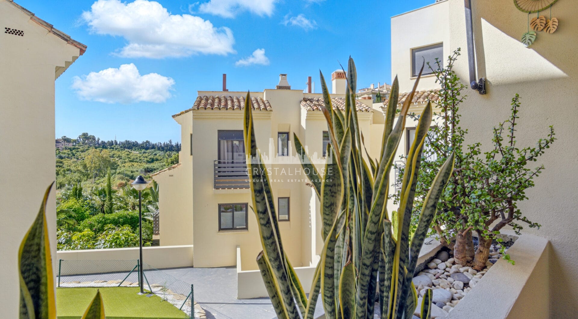 Spacious three bedroom, south west facing apartment in the gated community Ribera Luar, Estepona with large private garden