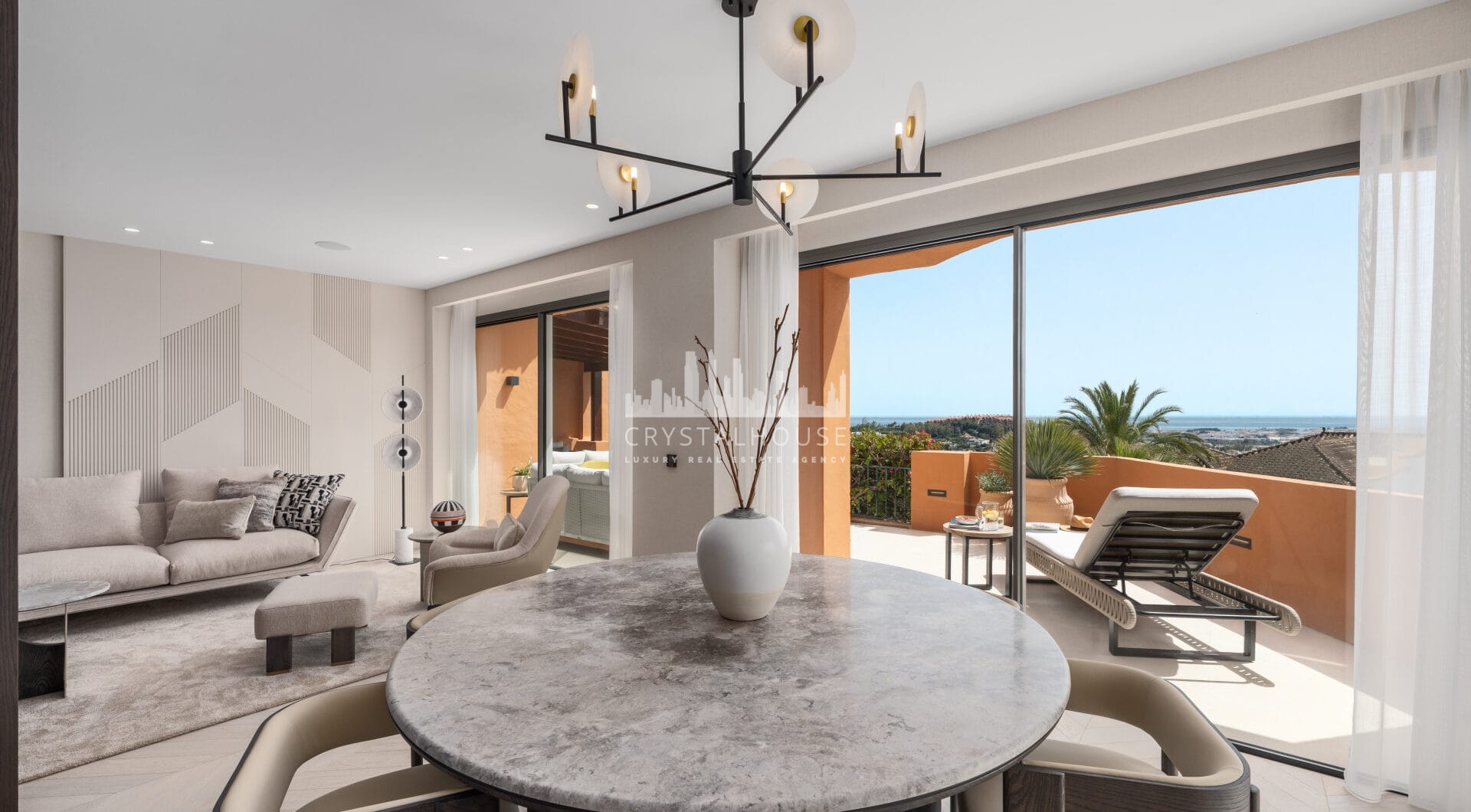 Artful 4-Bedroom Elevated Ground Floor Apartment with Panoramic Sea Views in Les Belvederes, La Cerquilla – Nueva Andalucía