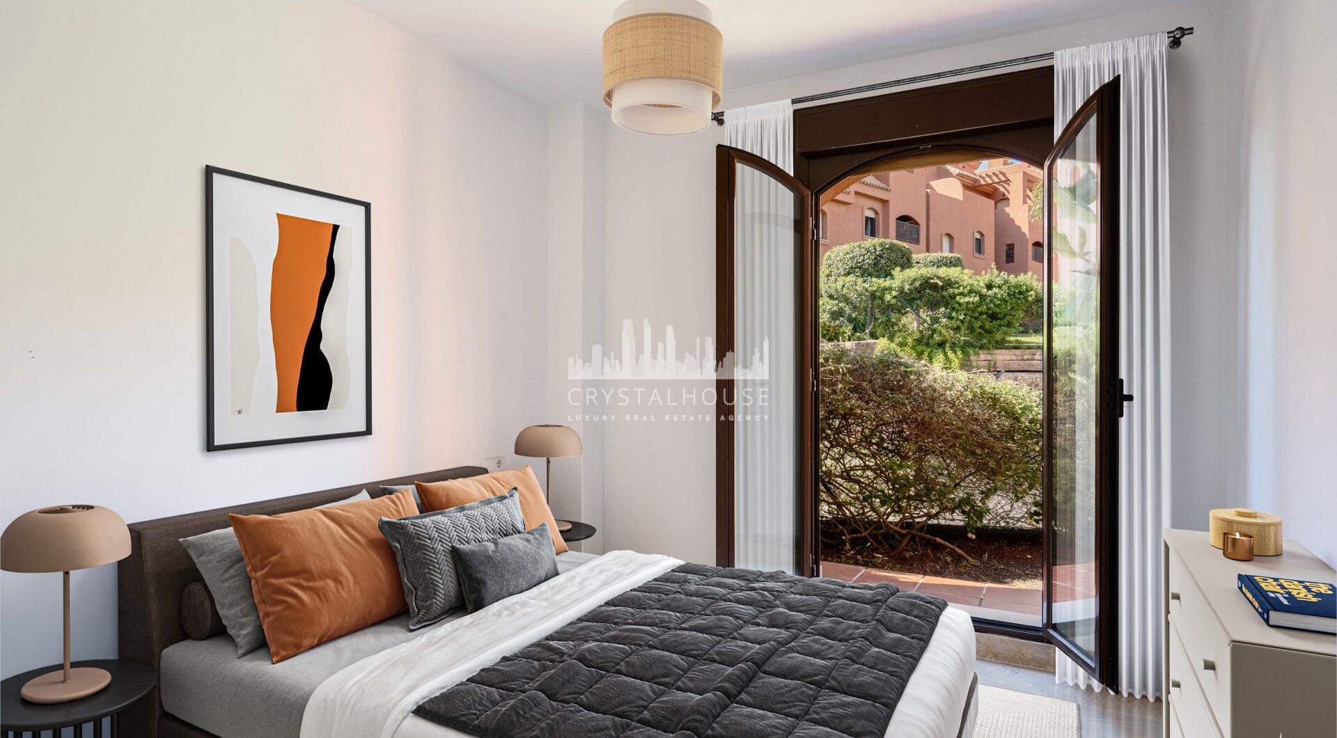 Elegant Coastal Living in Estepona – Corner Garden Apartment with Style &amp; Serenity in Costa Galera