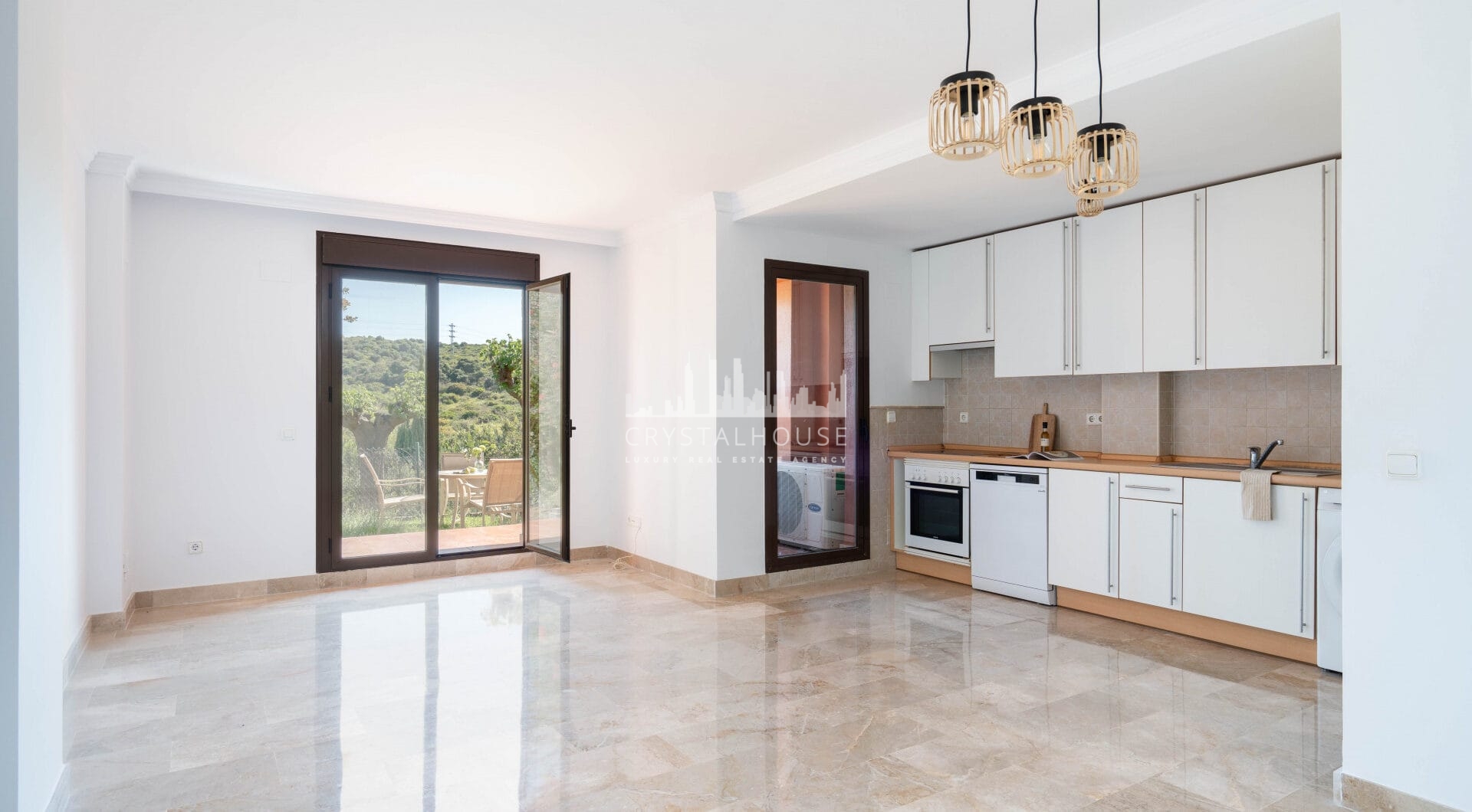 Elegant Coastal Living in Estepona – Corner Garden Apartment with Style &amp; Serenity in Costa Galera