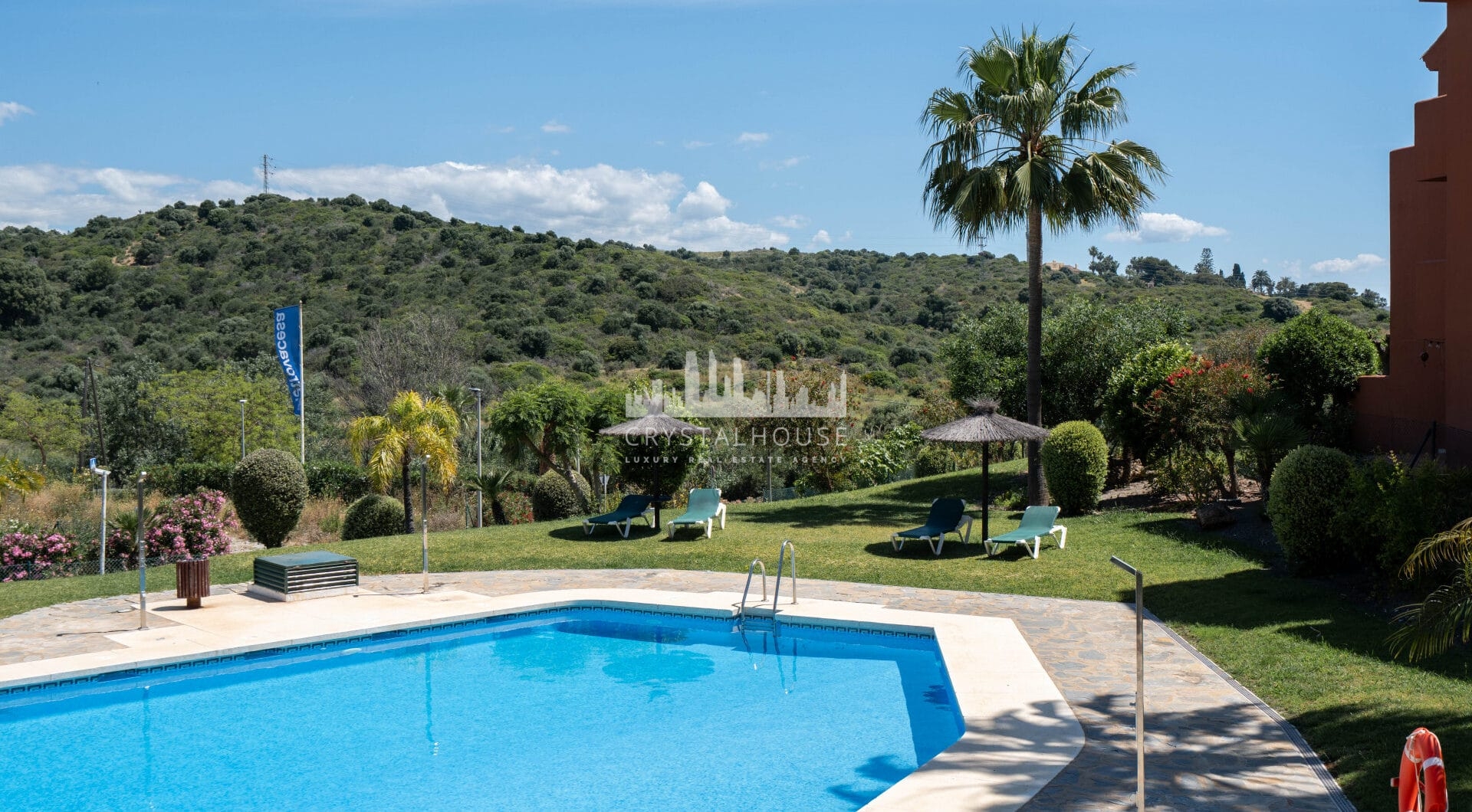 Elegant Coastal Living in Estepona – Corner Garden Apartment with Style &amp; Serenity in Costa Galera