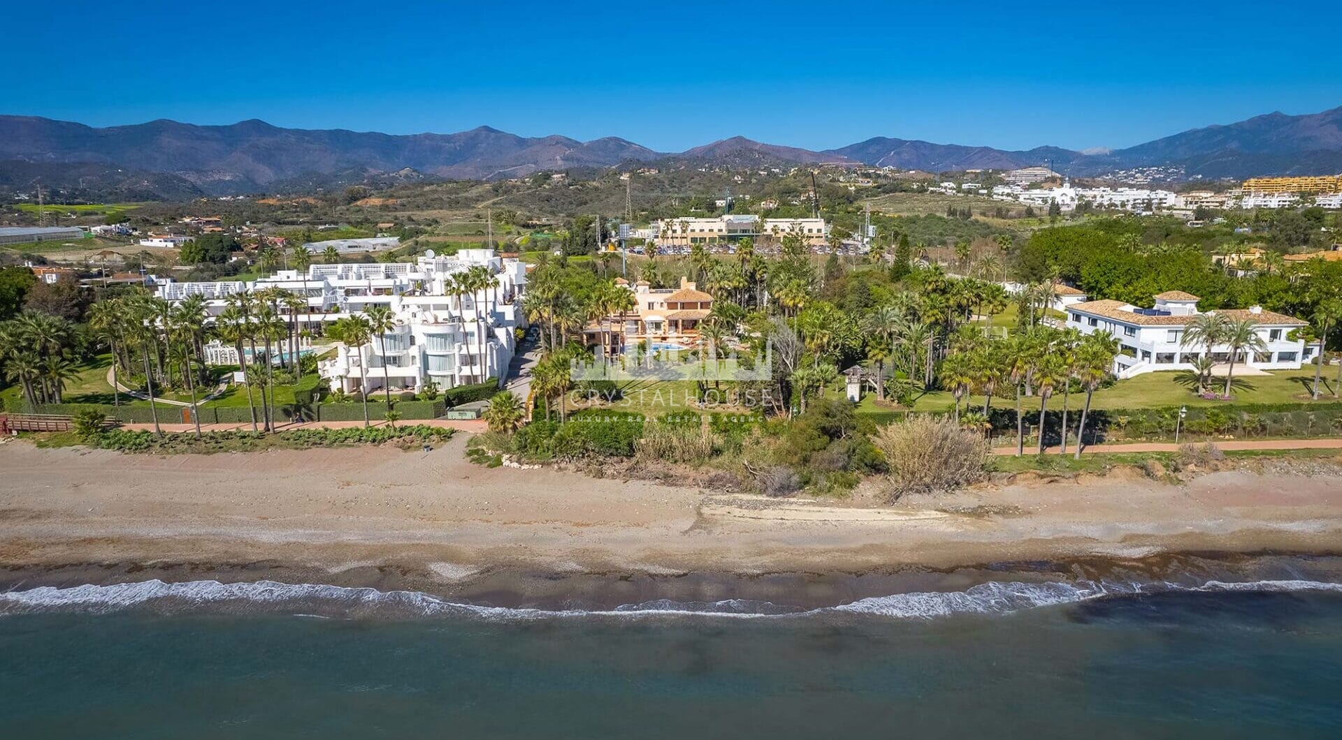 Nestled along the pristine shoreline of the New Golden Mile, this stunning frontline beach villa epitomises luxury living at its finest. Boasting a grand total of 8 bedrooms, 10 bathrooms, and a separate guest apartment, this expansive estate offers unpar