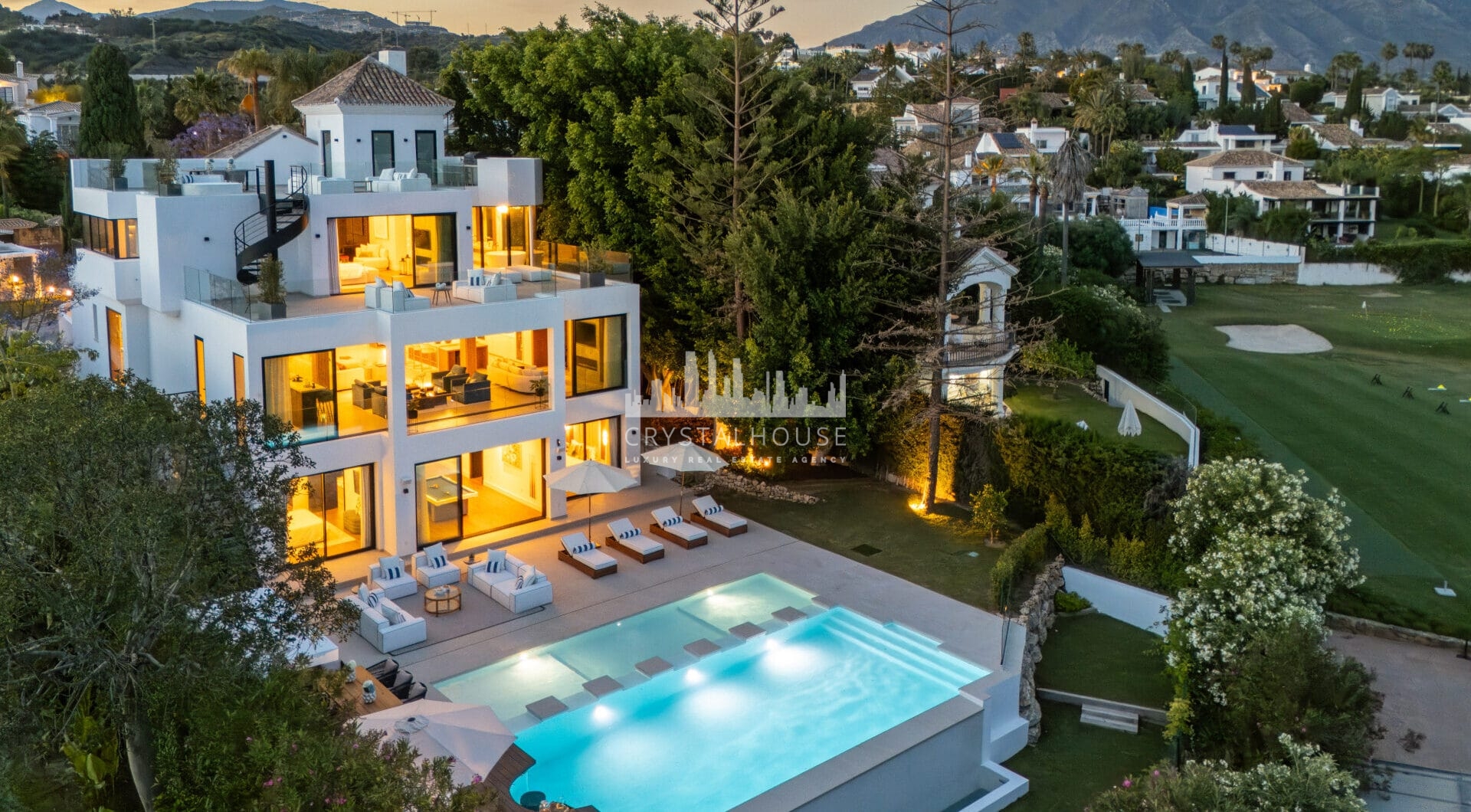 Boasting of unparalleled architecture and unrivalled construction quality, Villa 2000 offers sophisticated and contemporary living, sitting on a private plot within a secure community with breathtaking front-line panoramic views towards Los Naranjos Golf