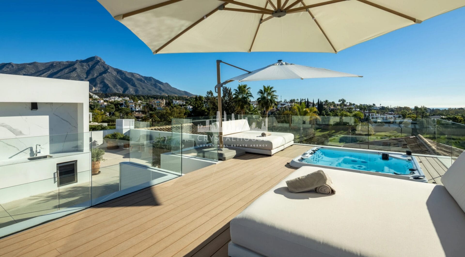 Nestled in the prestigious Golf Valley of Nueva Andalucía, Villa Olivia is a masterpiece of Mediterranean elegance infused with contemporary Balinese touches.