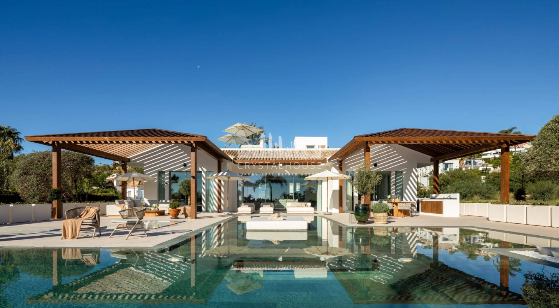Nestled in the prestigious Golf Valley of Nueva Andalucía, Villa Olivia is a masterpiece of Mediterranean elegance infused with contemporary Balinese touches.