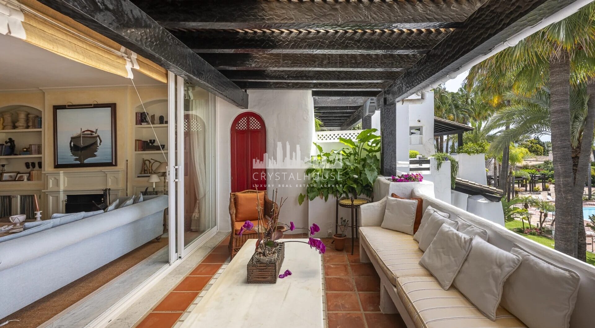 Located within the prestigious Persian Gardens of the renowned Puente Romano Resort on Marbella’s Golden Mile, this spacious three-bedroom duplex penthouse presents a rare opportunity to own a home with enduring charm and extraordinary potential.