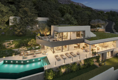 The contemporary villas features modern kitchens included in the price but for the client to choose as a part of the completion process, floor to ceiling glass, open plan living space with natural light.