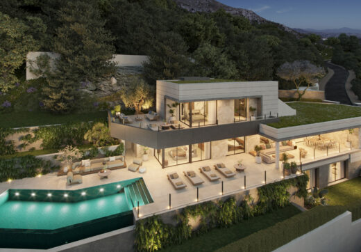 The contemporary villas features modern kitchens included in the price but for the client to choose as a part of the completion process, floor to ceiling glass, open plan living space with natural light.