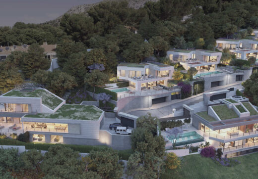 The contemporary villas features modern kitchens included in the price but for the client to choose as a part of the completion process, floor to ceiling glass, open plan living space with natural light.