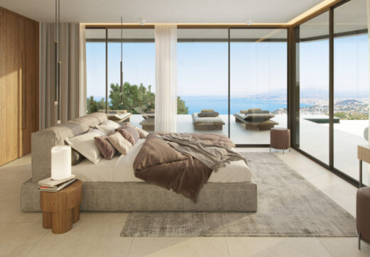 The contemporary villas features modern kitchens included in the price but for the client to choose as a part of the completion process, floor to ceiling glass, open plan living space with natural light.