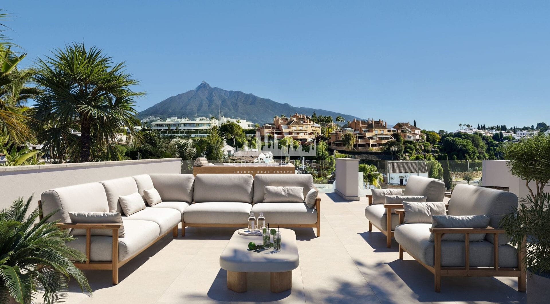 Villa Tulua is a design-led luxury villa for sale in the dream location of Nueva Andalucía, positioned on an elevated ridge that offers unrivalled panoramic views.