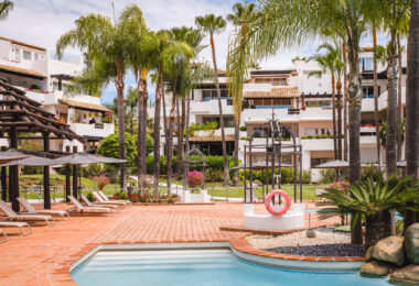Fully renovated southwest-facing luxury apartment in Japanese Gardens, Marina Puente Romano.