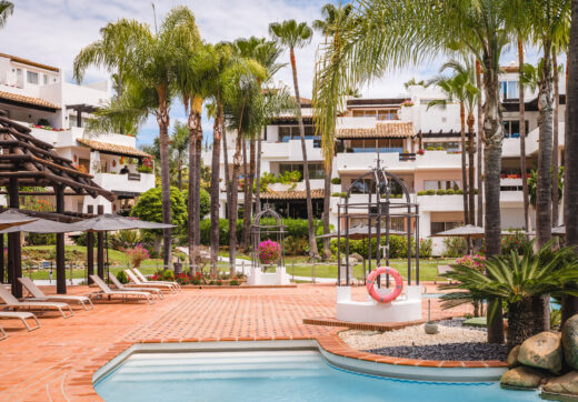Fully renovated southwest-facing luxury apartment in Japanese Gardens, Marina Puente Romano.