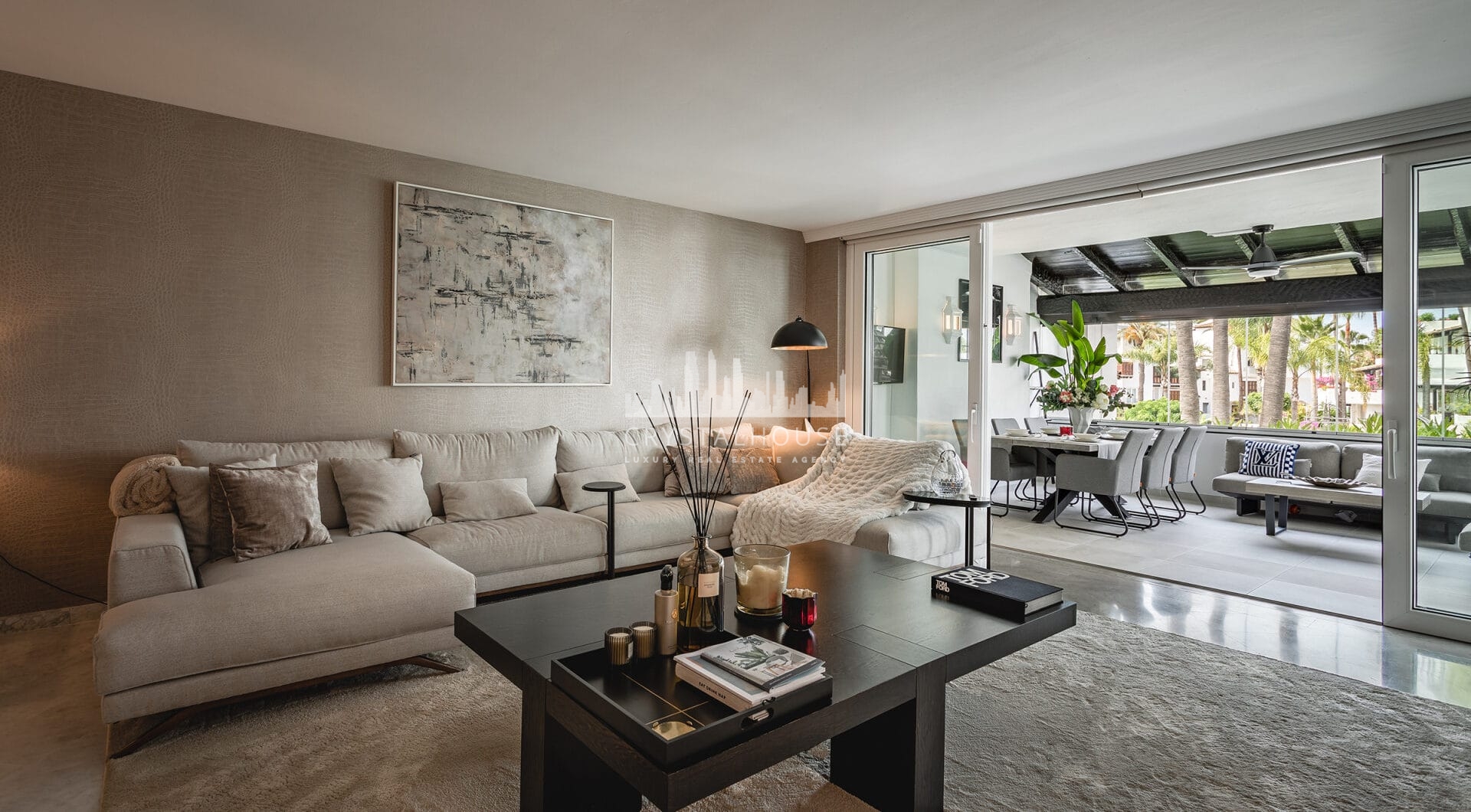Fully renovated southwest-facing luxury apartment in Japanese Gardens, Marina Puente Romano.