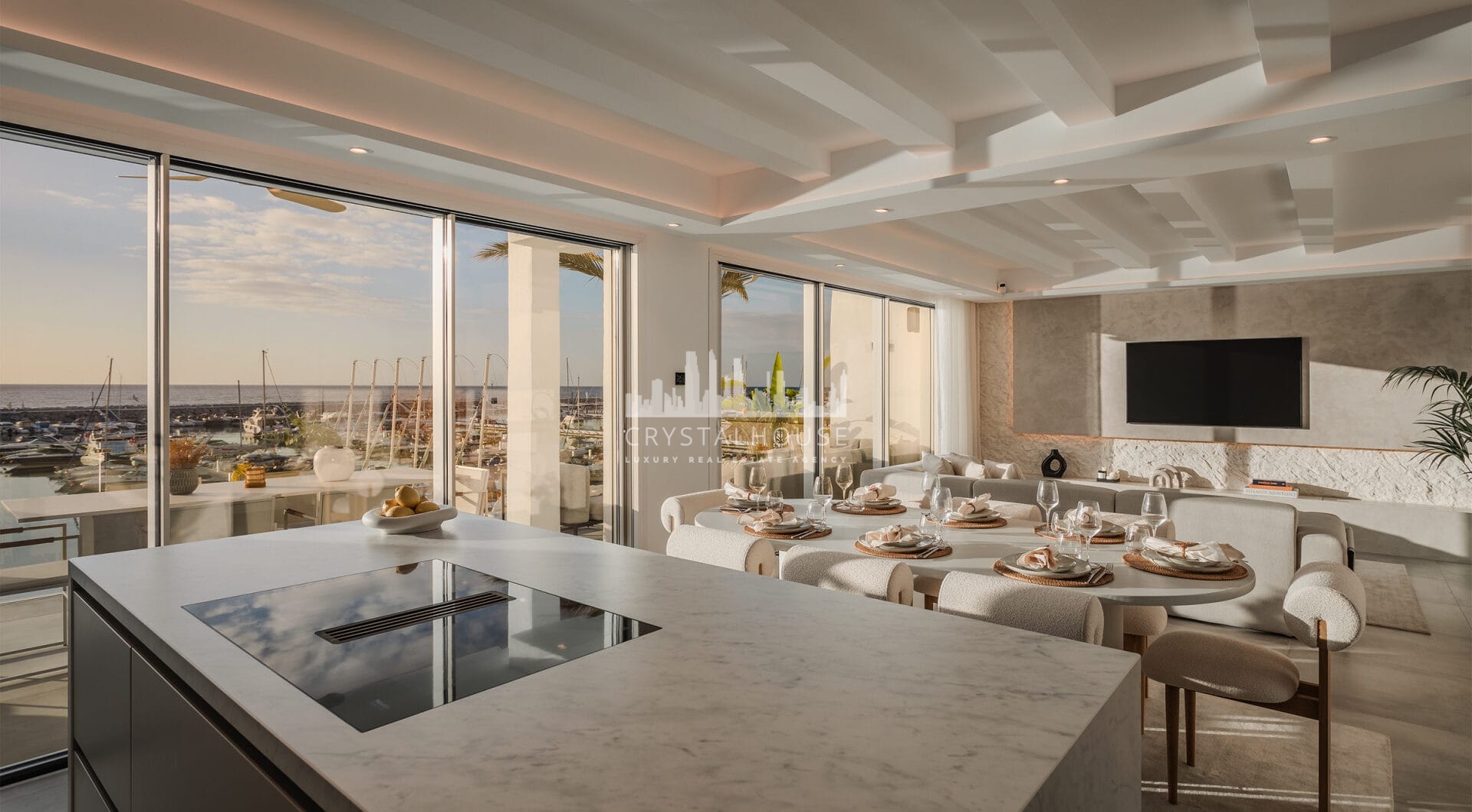 Bright and spacious fully renovated duplex penthouse in frontline Puerto Banús with panoramic marina and sea views. Featuring 4 bedrooms, 4 bathrooms, a modern open-plan living area, high-end marble floors, and a luxury terrace. Fully furnished and redesi