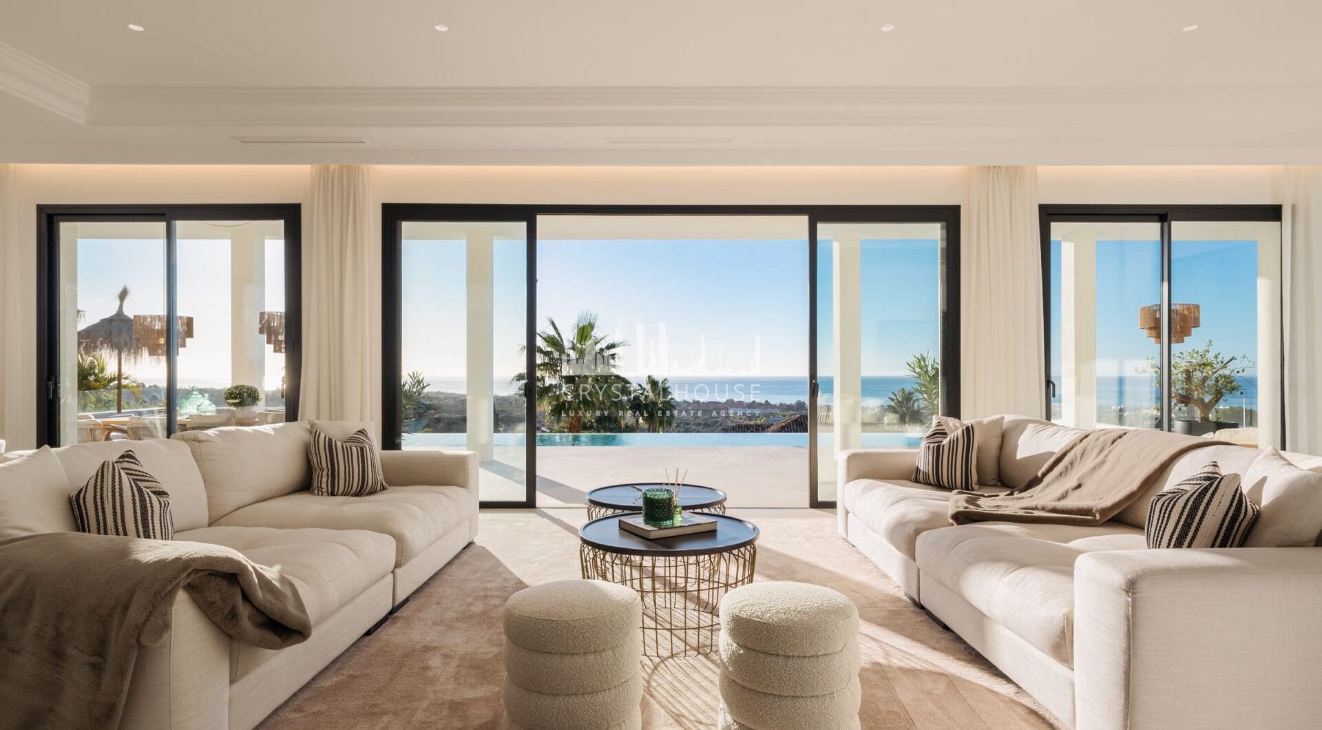 Villa Olivia stands as a remarkable family estate for sale within the prestigious gated community of Los Flamingos, just moments from the renowned Villa Padierna Resort, world-class golf courses, and an array of premium amenities.