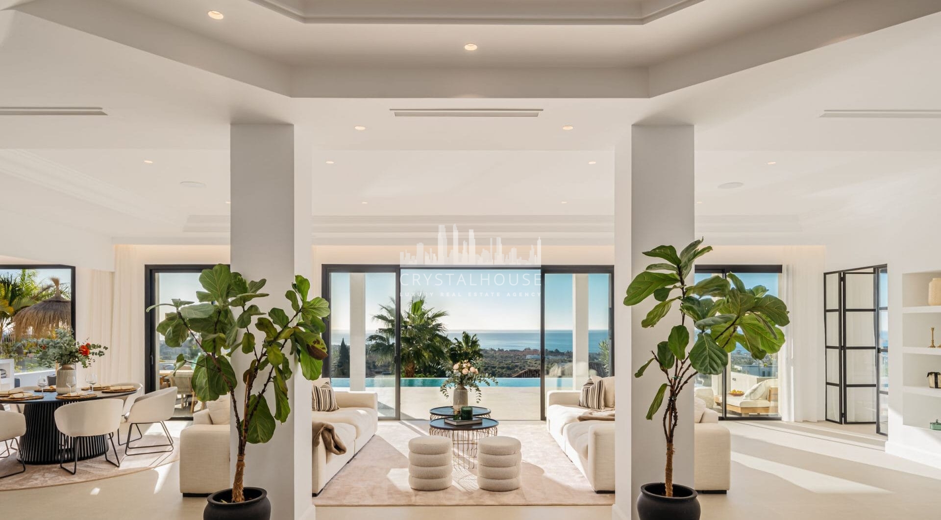 Villa Olivia stands as a remarkable family estate for sale within the prestigious gated community of Los Flamingos, just moments from the renowned Villa Padierna Resort, world-class golf courses, and an array of premium amenities.