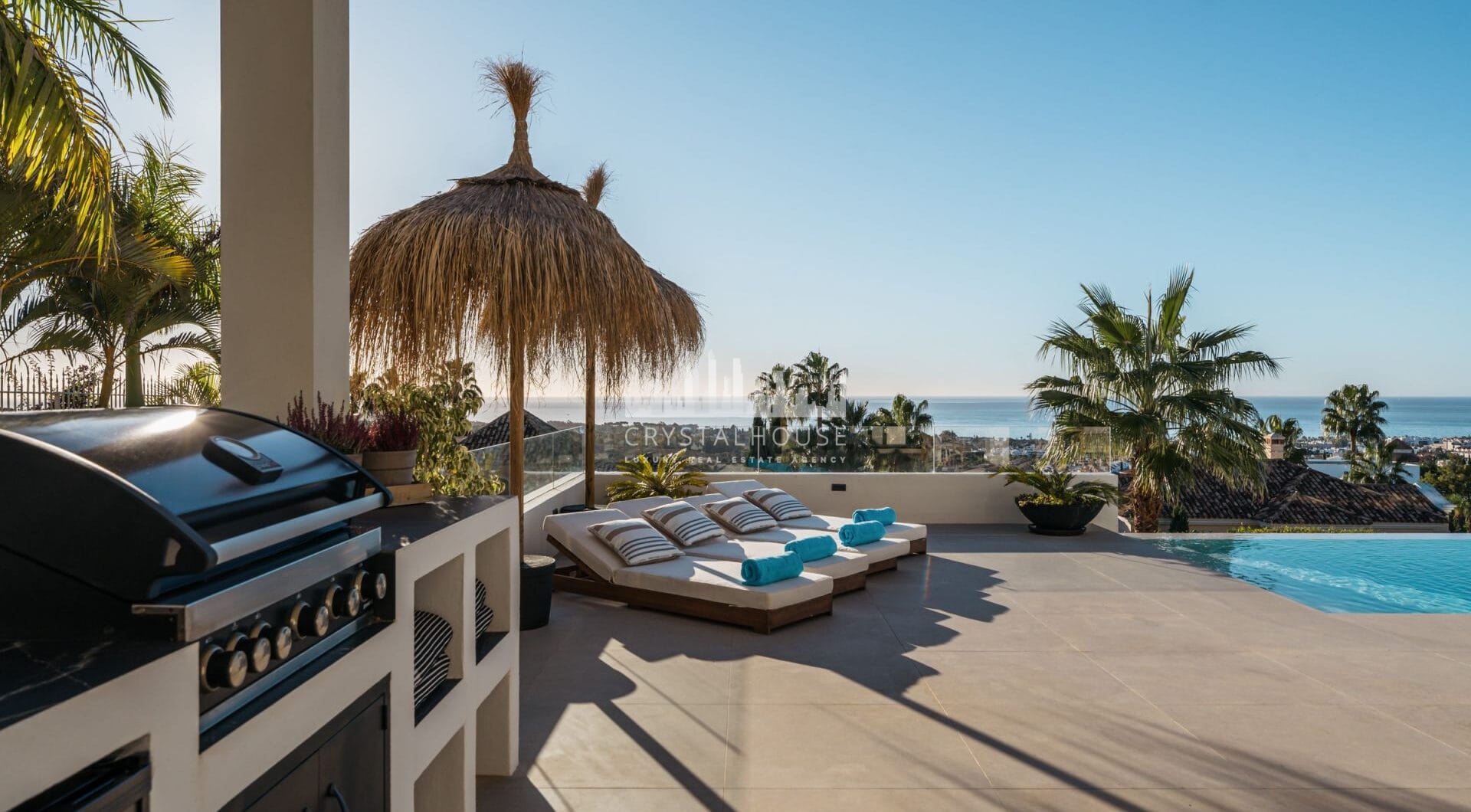 Villa Olivia stands as a remarkable family estate for sale within the prestigious gated community of Los Flamingos, just moments from the renowned Villa Padierna Resort, world-class golf courses, and an array of premium amenities.