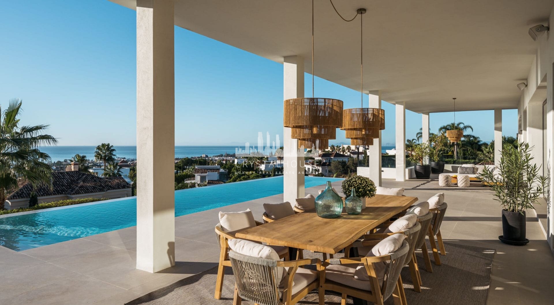 Villa Olivia stands as a remarkable family estate for sale within the prestigious gated community of Los Flamingos, just moments from the renowned Villa Padierna Resort, world-class golf courses, and an array of premium amenities.