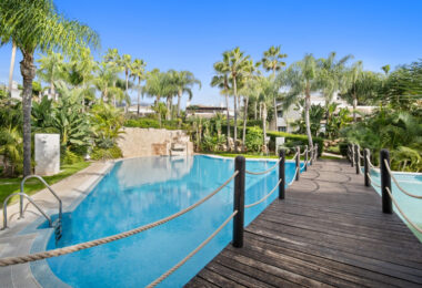 Magnificent five-bedroom, south-facing villa situated in the prestigious Village Las Lomas de Magna Marbella with sea views