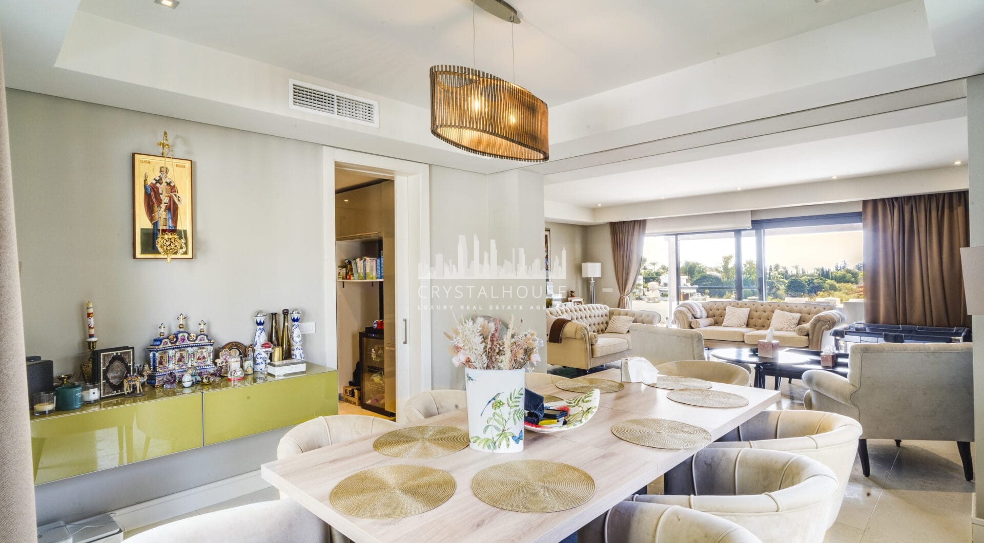 Magnificent five-bedroom, south-facing villa situated in the prestigious Village Las Lomas de Magna Marbella with sea views