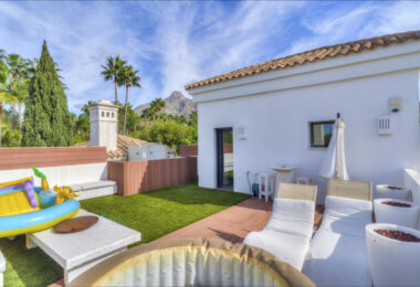 Magnificent five-bedroom, south-facing villa situated in the prestigious Village Las Lomas de Magna Marbella with sea views