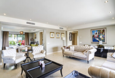 Magnificent five-bedroom, south-facing villa situated in the prestigious Village Las Lomas de Magna Marbella with sea views