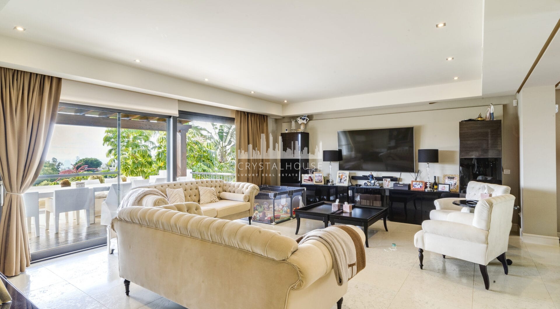 Magnificent five-bedroom, south-facing villa situated in the prestigious Village Las Lomas de Magna Marbella with sea views
