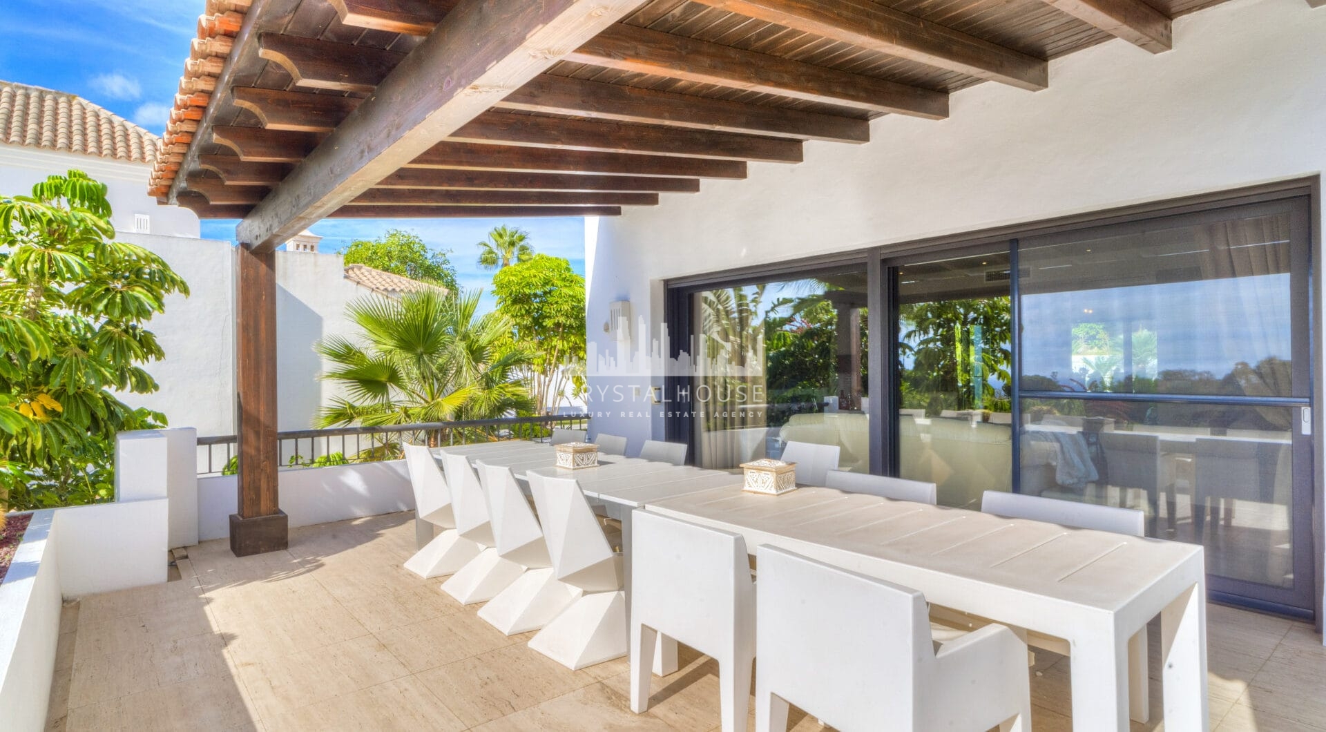 Magnificent five-bedroom, south-facing villa situated in the prestigious Village Las Lomas de Magna Marbella with sea views