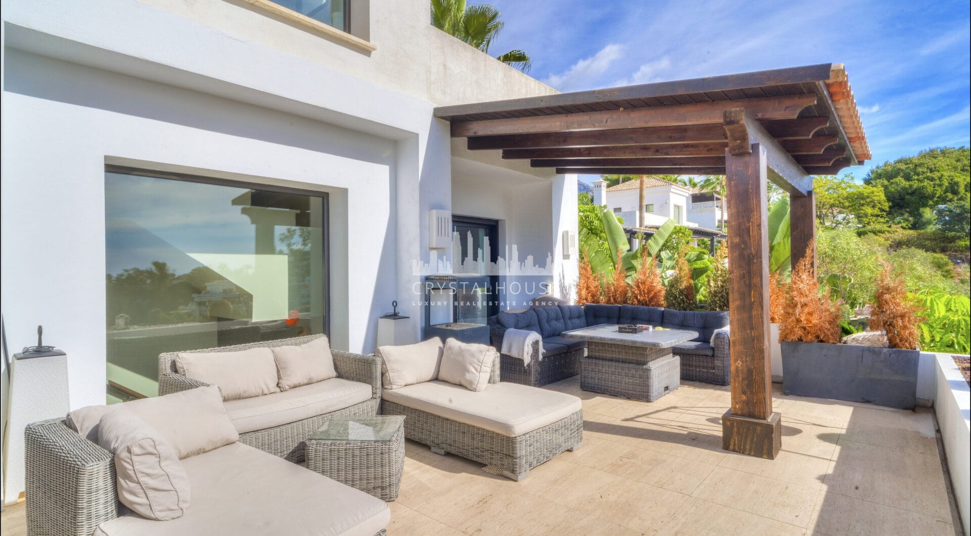 Magnificent five-bedroom, south-facing villa situated in the prestigious Village Las Lomas de Magna Marbella with sea views
