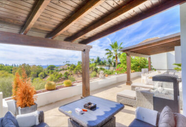Magnificent five-bedroom, south-facing villa situated in the prestigious Village Las Lomas de Magna Marbella with sea views