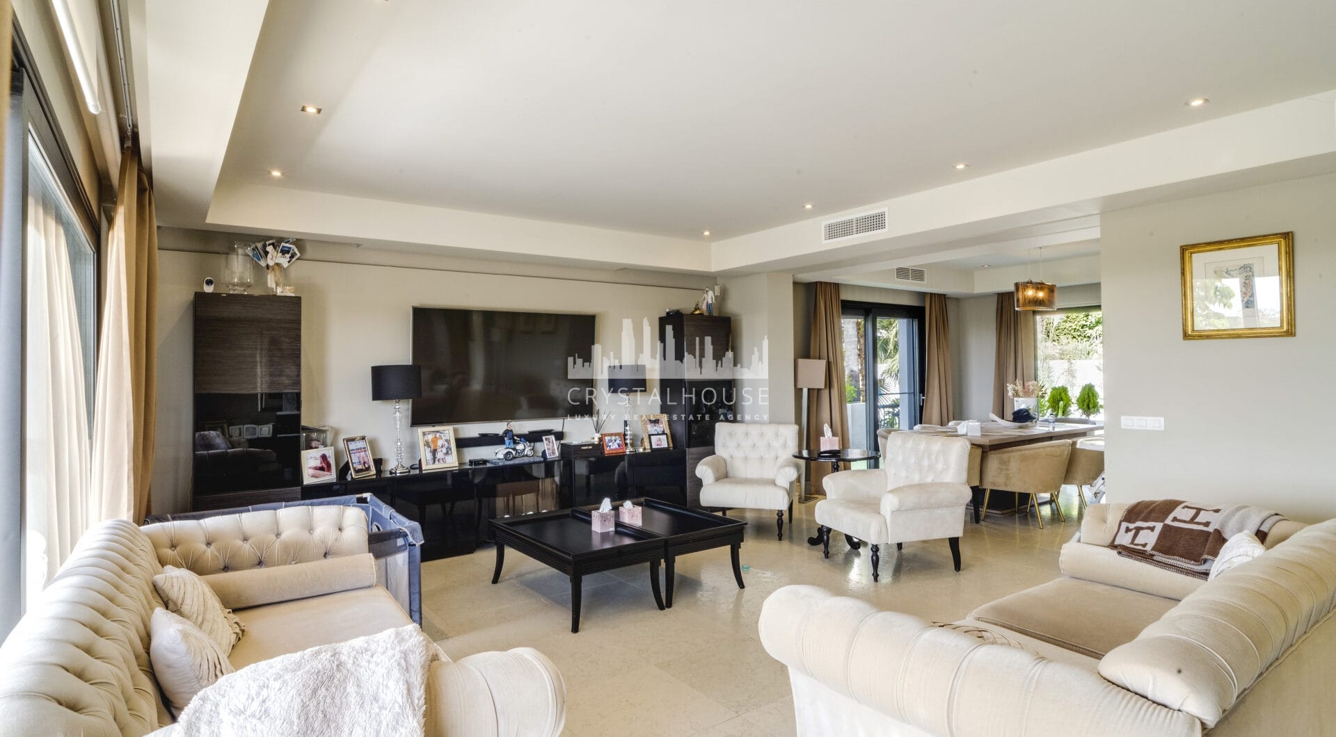 Magnificent five-bedroom, south-facing villa situated in the prestigious Village Las Lomas de Magna Marbella with sea views